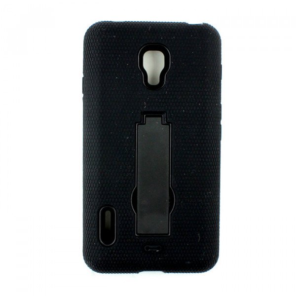 Wholesale LG Optimus F7 Armor Hybrid Case with Stand (Black-Black)